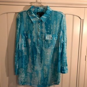 INC Turquoise Watercolor Top